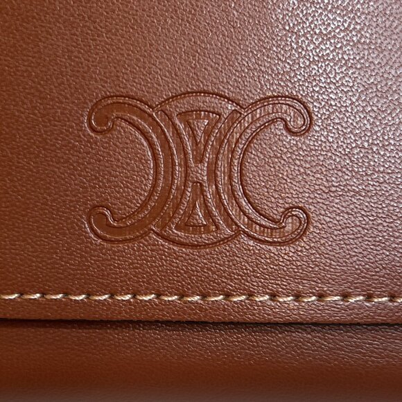 Brand New Authentic 2024 Celine Brown Leather Logo Wristlet Sunglass Case - Picture 2 of 7